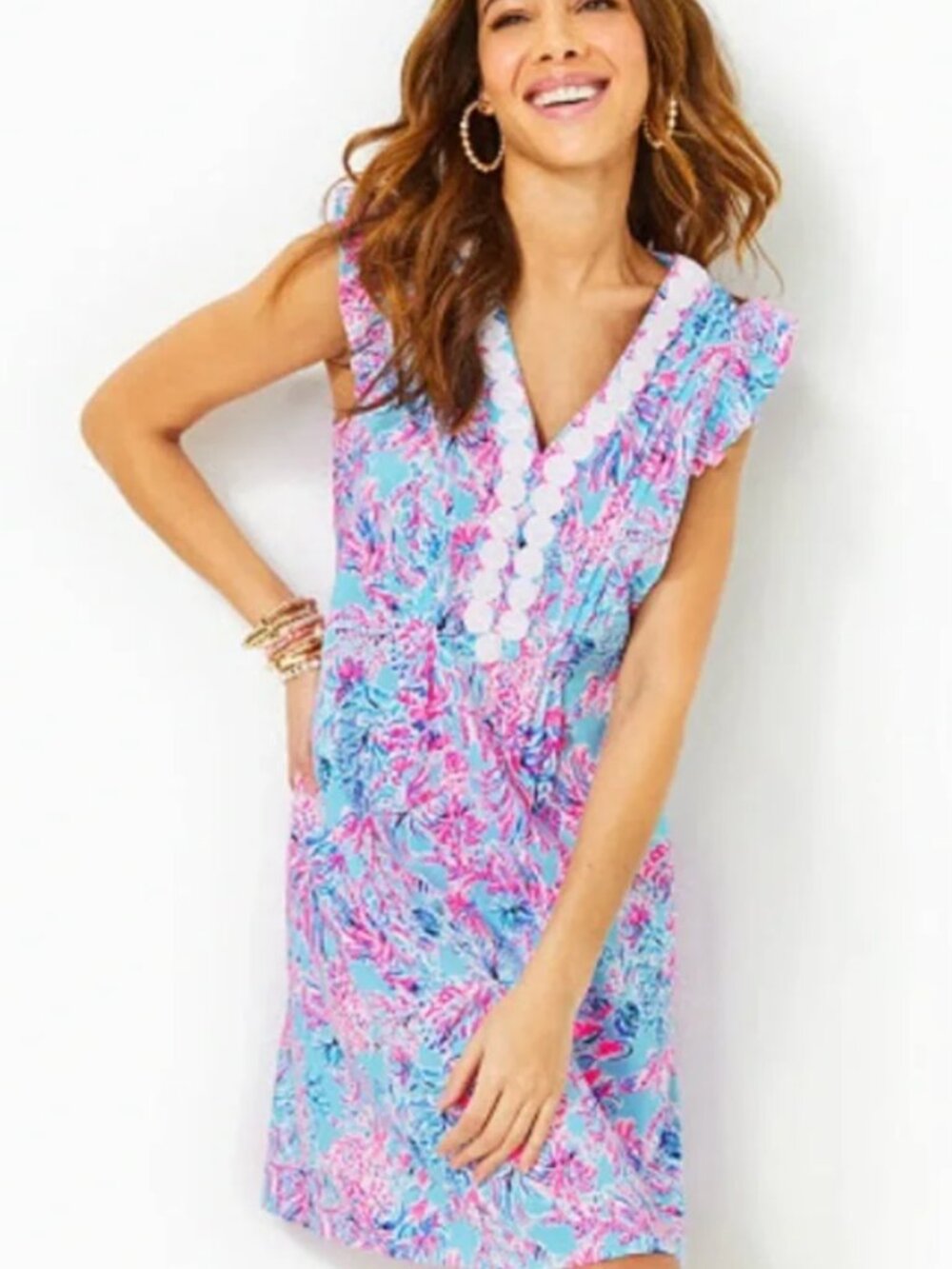 Lilly Pulitzer Joan Dress - Celestial Blue Seek and Sea - Size XS - Excellent